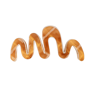 Large Luxe Wavy Oval Claw Clip – Caramel Marble