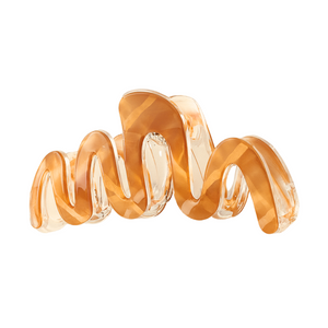Large Luxe Wavy Oval Claw Clip – Caramel Marble