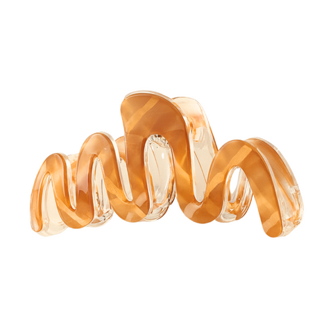Large Luxe Wavy Oval Claw Clip – Caramel Marble