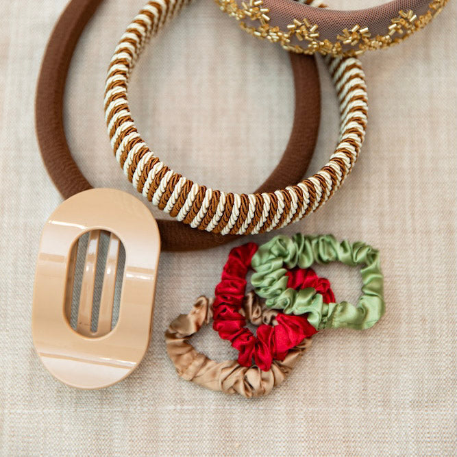 Satin Scrunchie Set - Olive, Burgundy, Gold - Headbands of Hope